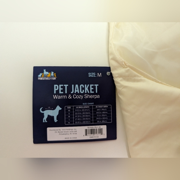 NWT Pawsitively Fun! Medium Cream/White Pet Jacket "Warm & Cozy Sherpa" - Picture 6 of 6